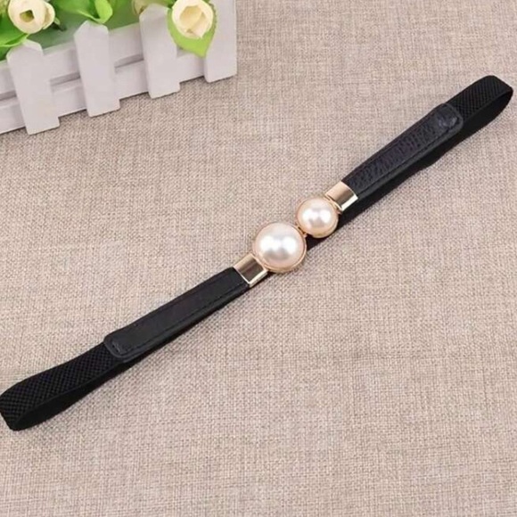 Elegant Pearl Clip Skinny Belt Elastic New ✨✨??